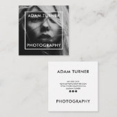 Moderne zwart-wit foto minimale fotografie vierkante visitekaartje (Voorkant / Achterkant)