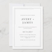 Moderne zwart-wit foto minimalistische bruiloft kaart (Voorkant)