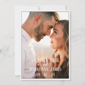 Moderne zwart-wit foto minimalistische bruiloft kaart (Achterkant)