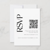 Moderne zwart-wit foto QR code bruiloft RSVP Kaartje (Voorkant)