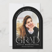 Moderne Zwart Wit Fotoboog Afstudeerfeest Kaart (Voorkant)