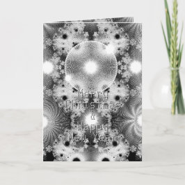 Moderne Zwart Wit Fractal Sterren Patroon Kerstmis Feestdagen Kaart