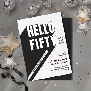 Moderne zwart-wit gedurfde typografie 50e verjaard kaart