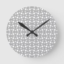 Moderne Zwart-Wit Geometrisch Driehoekpatroon Ronde Klok