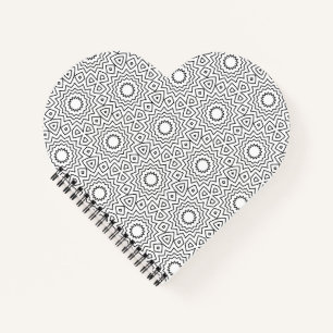 Moderne Zwart-Wit Geometrisch Mandala Patroon Notitieboek