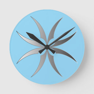 Moderne Zwart-Wit Geometrische Tech Wandklok Ronde Klok
