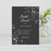 Moderne Zwart & Wit Glam Diamonds Bruidsbrunch Kaart (Staand voorkant)