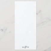 Moderne zwart-wit grafische blad grafische Huwelij Menu (Achterkant)