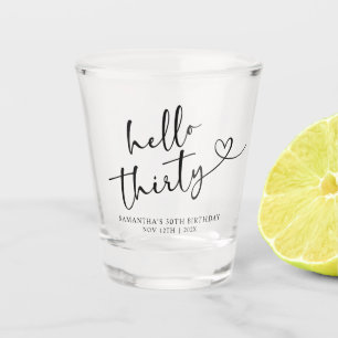 Moderne zwart-wit Hello 30 Verjaardag Shot Glas
