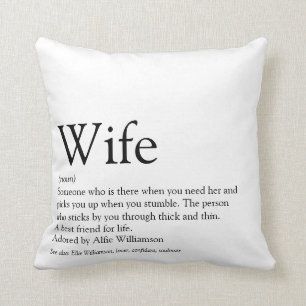 Moderne Zwart-Wit Huwelijk Wife Definitie Kussen