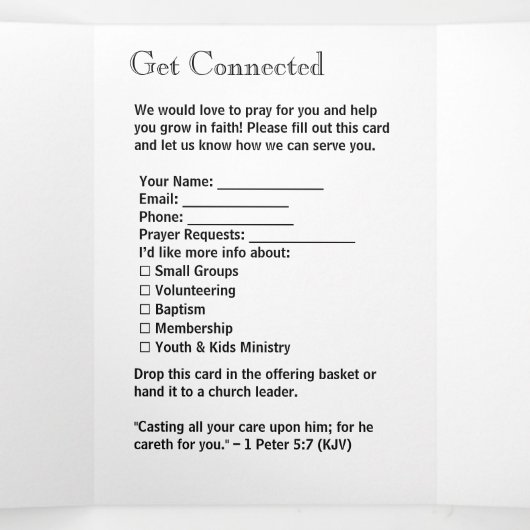 Moderne zwart-wit kerk verbinding brochures drieluik kaart (Binnenkant midden)