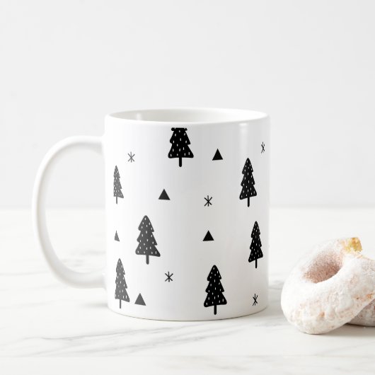 Moderne zwart-wit Kerst Mok (Met donut)