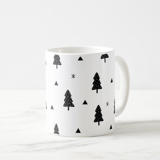 Moderne zwart-wit Kerst Mok (Voorkant rechts)