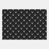 Moderne Zwart & Wit Kerstbomen & Rendieren Inpakpapier Vel (Voorkant 2)