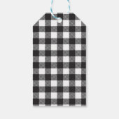 Moderne Zwart & Wit Kerstboom geruite Cadeaulabel (Achterkant)