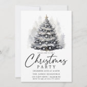 Moderne Zwart & Wit Kerstboompartij Kaart (Voorkant)