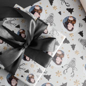 Moderne zwart-wit kerstfoto cadeaupapier