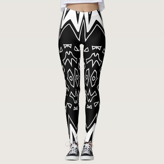 Moderne zwart-wit klassieker "Ratti_Creative_Arts" Leggings (Voorkant)