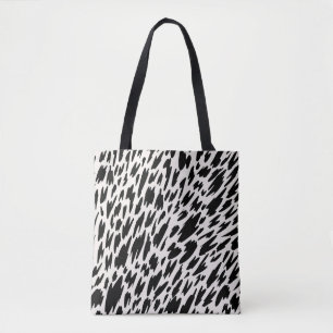 Moderne zwart-wit luipaardpatroon Canvas tas