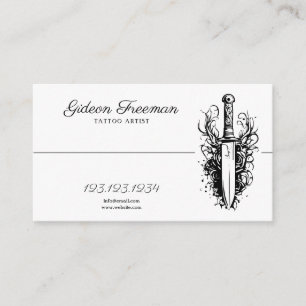 Moderne Zwart-wit Mes Tattoo Artiest Visitekaartje