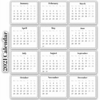 Moderne zwart-wit Mini 2021 Planner Kalender Sticker