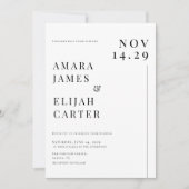 Moderne zwart-wit minimale bruiloft kaart (Voorkant)