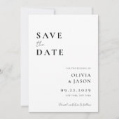 Moderne zwart-wit minimale bruiloft save the date (Voorkant)