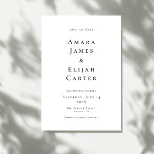Moderne zwart-wit minimale bruiloft save the date
