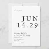 Moderne zwart-wit minimale bruiloft save the date (Voorkant)