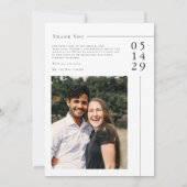 Moderne zwart-wit minimale trouwfoto bedankkaart (Achterkant)