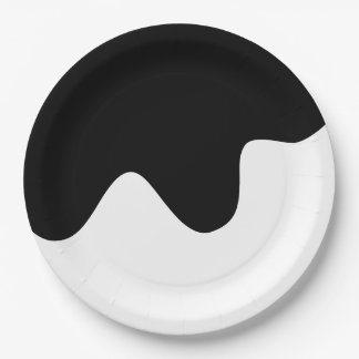 Moderne zwart-wit minimalistische abstracte kunst papieren bordje