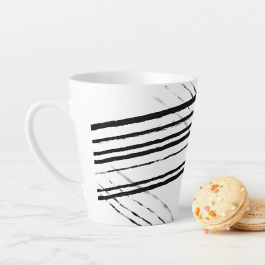 Moderne zwart-wit Minimalistische Abstracte lijnen Latte Mok (In situ)