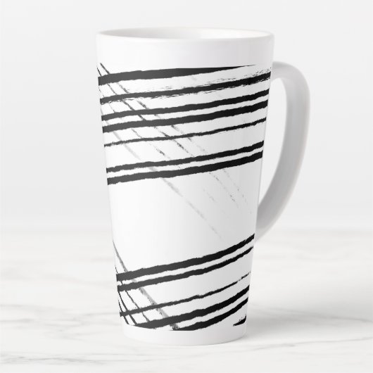 Moderne zwart-wit Minimalistische Abstracte lijnen Latte Mok (Rechterhoek)