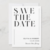 Moderne zwart-wit minimalistische chique bruiloft save the date (Voorkant)