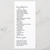 Moderne Zwart & Wit Minimalistische Script Bruilof Programma (Achterkant)