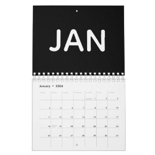 Moderne Zwart-Wit Minimalistische Typografie Kalender