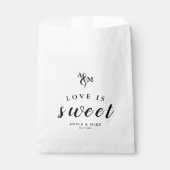 Moderne zwart-wit monogram bruiloft bedankzakje (Voorkant)