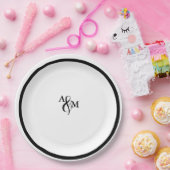 Moderne zwart-wit monogram bruiloft papieren bordje (Feest)