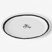 Moderne zwart-wit monogram bruiloft papieren bordje (Gekanteld)