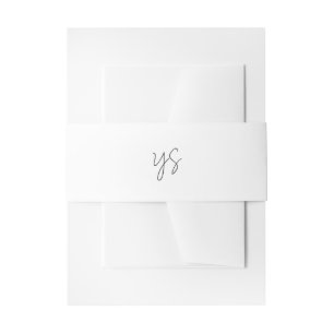 Moderne zwart-wit monogram chic huwelijksfeest uitnodigingen wikkel