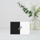 Moderne zwart-wit monogram Elegante Sjabloon Visitekaartje (Staand voorkant)