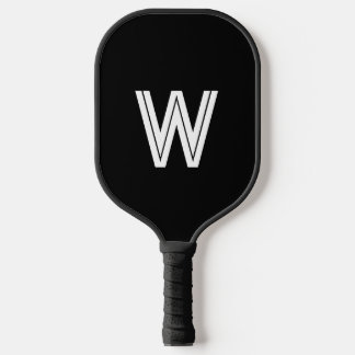 Moderne zwart-wit monogram initiaal pickleball paddle