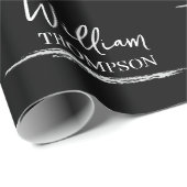 Moderne zwart-wit monogrammed naam cadeaupapier (Rol Hoek)
