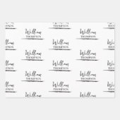 Moderne zwart-wit monogrammed naam inpakpapier vel (Voorkant 3)