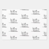 Moderne zwart-wit monogrammed naam inpakpapier vel (Voorkant)