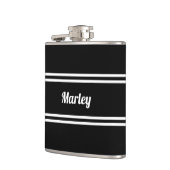 Moderne zwart-wit naam heupfles (Links)