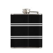 Moderne zwart-wit naam heupfles (Achterkant)