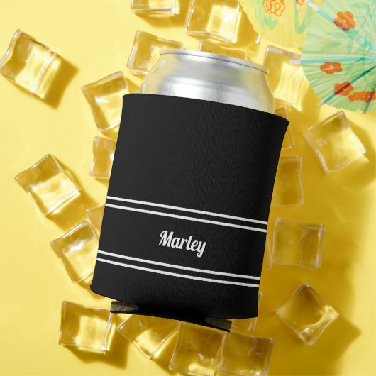 Moderne Zwart & Wit Naam Minimalistisch Blikjeskoeler (Insitu Zomer)