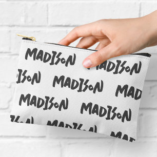Moderne zwart-wit naamprint ritssluiting zakje etui