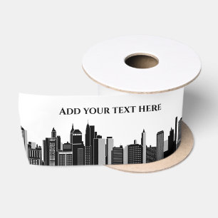 Moderne Zwart & Wit New York Silhouette Sjabloon Lint